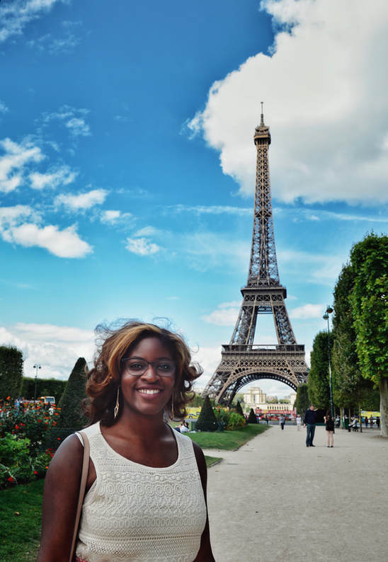 Ranthony Edmonds in front of the Eiffel Tower in Paris, France.